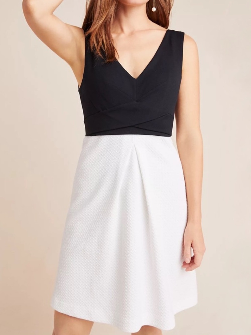 Anthropologie Maeve Black and White Colorblock Dress Size 6 NWT